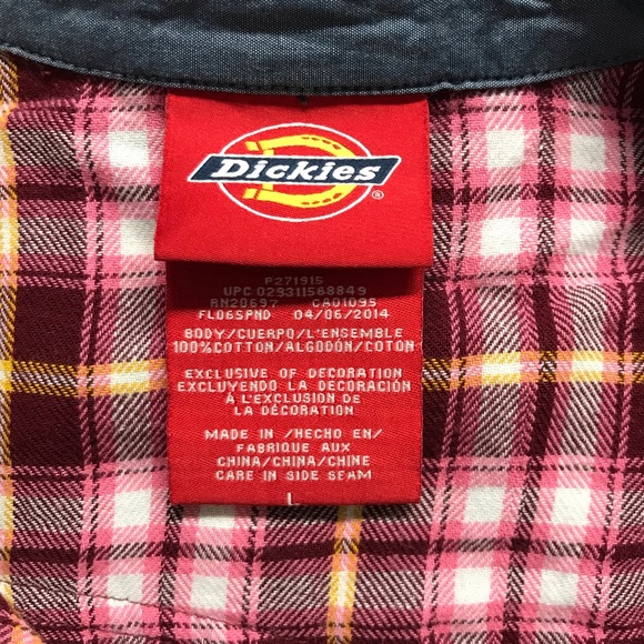 Dickies Flannel Plaid Button Down Long Sleeve L - Picture 4 of 8